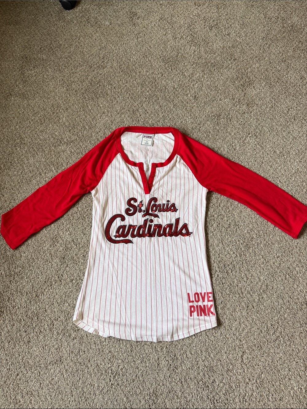 PINK Victoria's Secret St. Louis Cardinals Raglan Tee - Red/White
